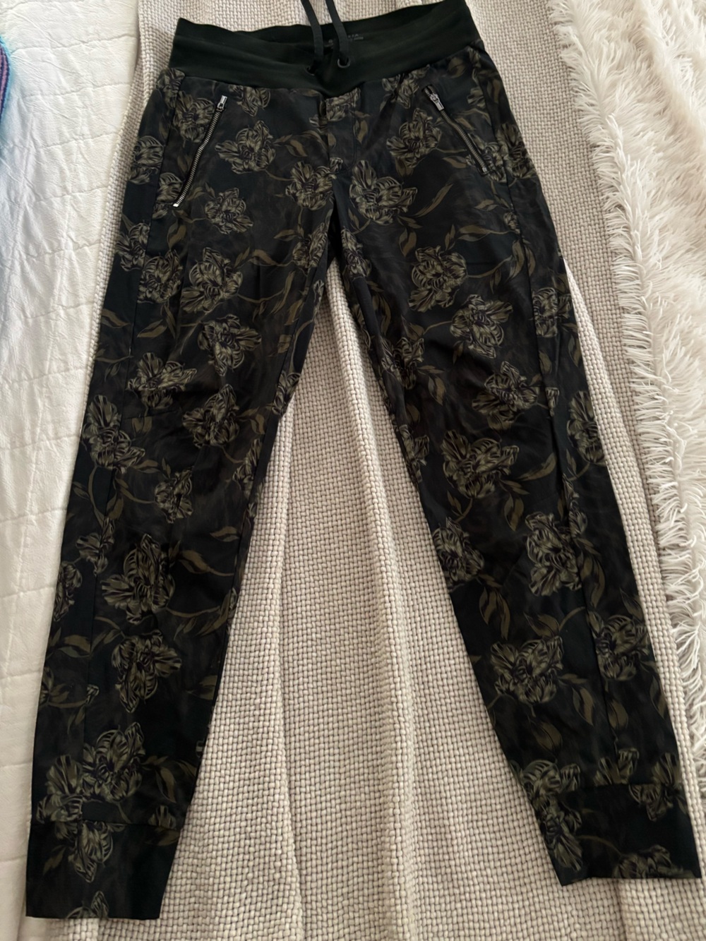 Athleta Black and green  Floral Print Joggers